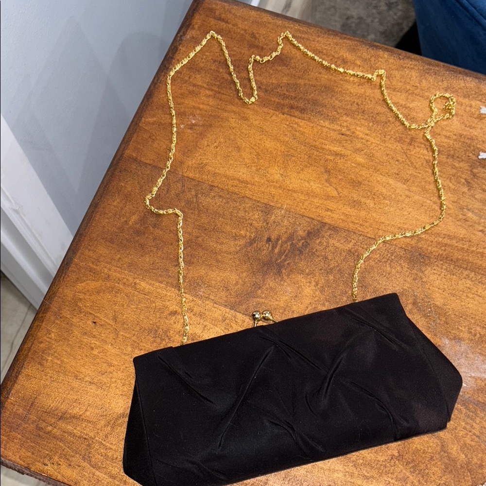 Elegant Black Clutch with Gold Chain